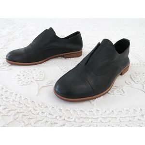 Kork Ease Nottingham Flat Shoes Women's 7.5 Black Leather Slip On Oxford Loafers